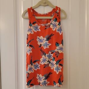 Old Navy Orange Sleeveless Tank Top Floral